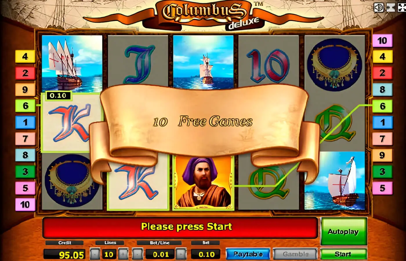 10 Freispiele gewonnen